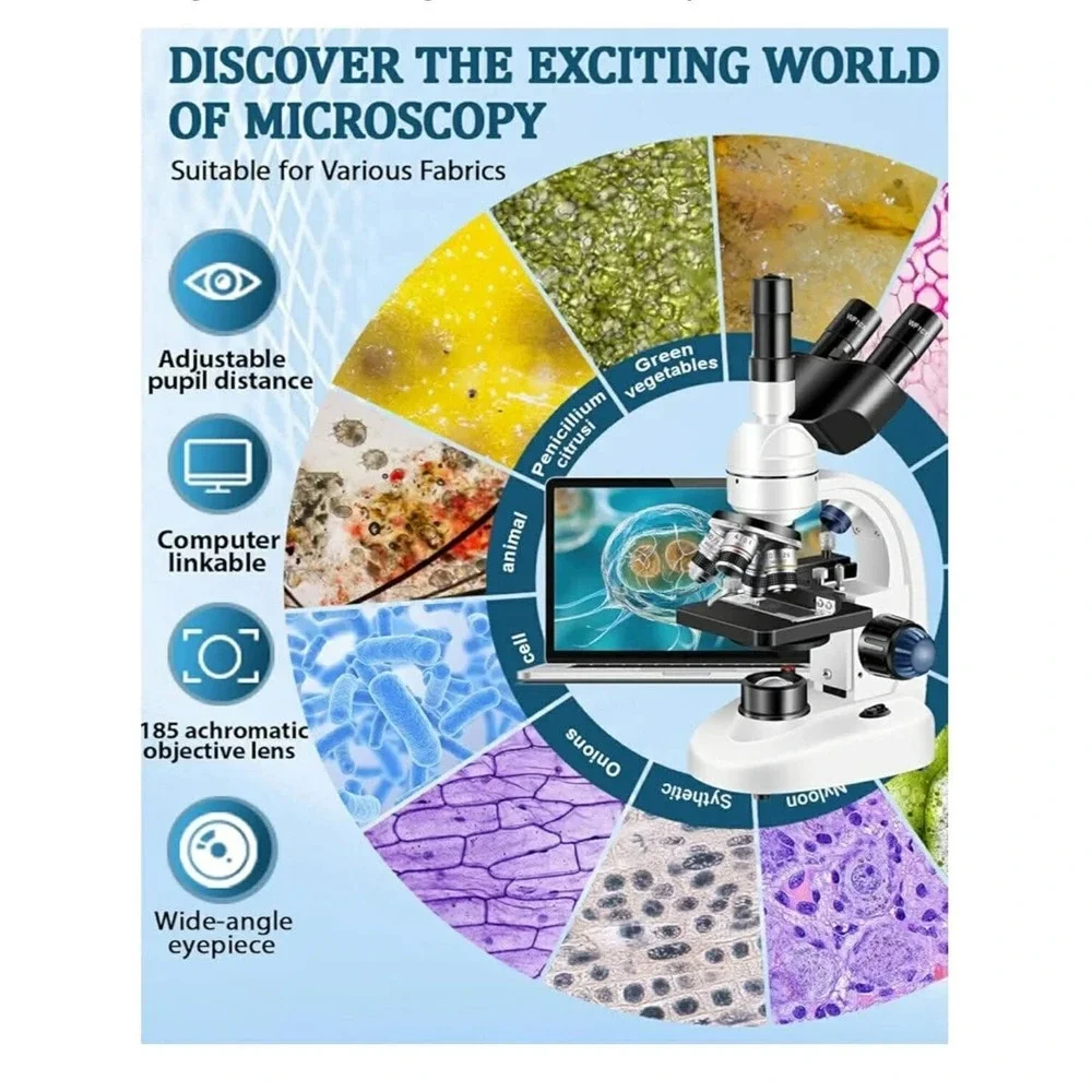 Adult‎ Trinocular Microscope WF10x and WF25x Eyepieces 40X-5000X